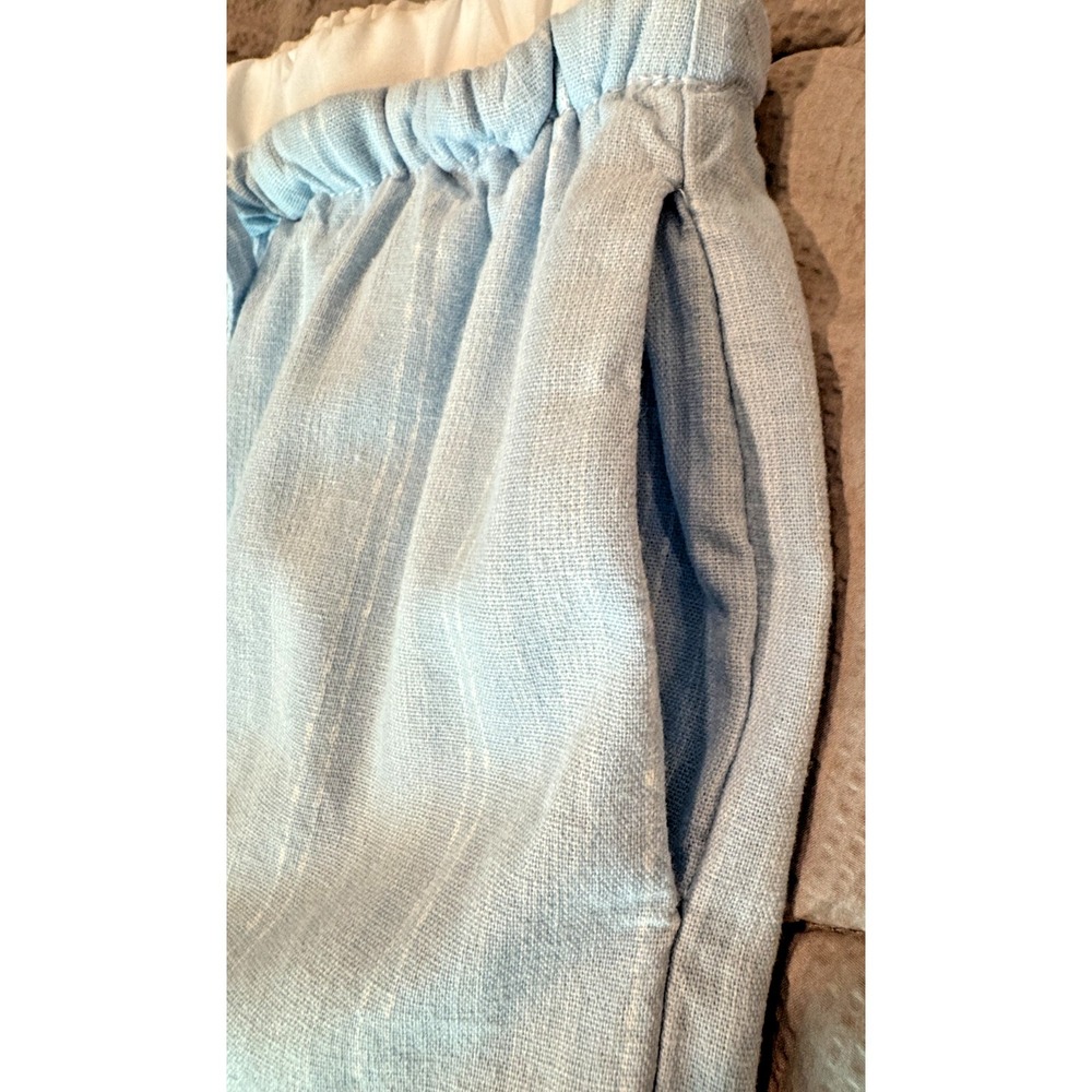 Sincerely Jules Striped Wide Leg Paperbag Pants Women's S Linen Blend Coastal - Picture 3 of 12